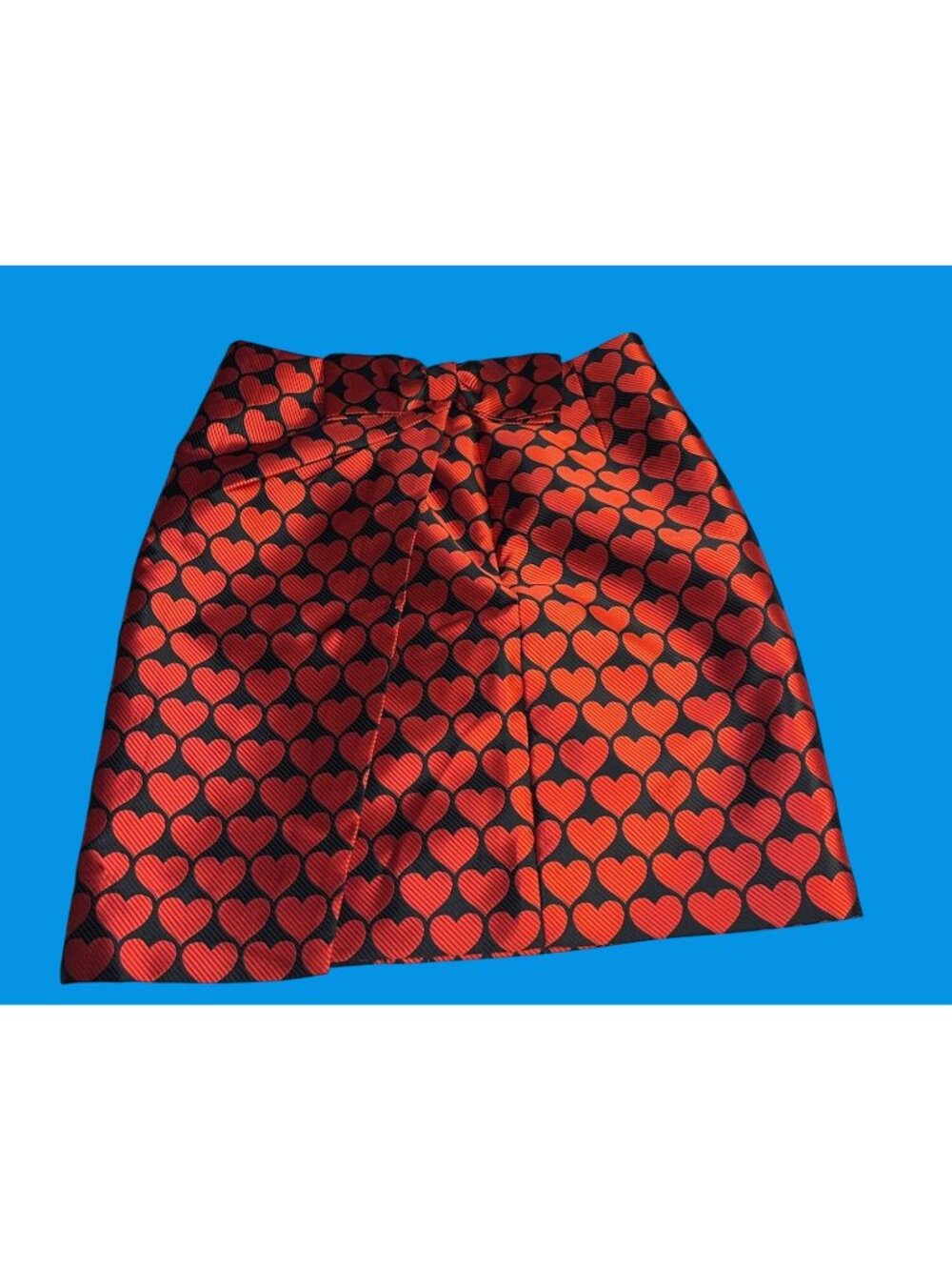 J.Crew Womens Red & Black Jacquard Hearts Faux-Wrap mini Skirt Size 2 Bow Detail